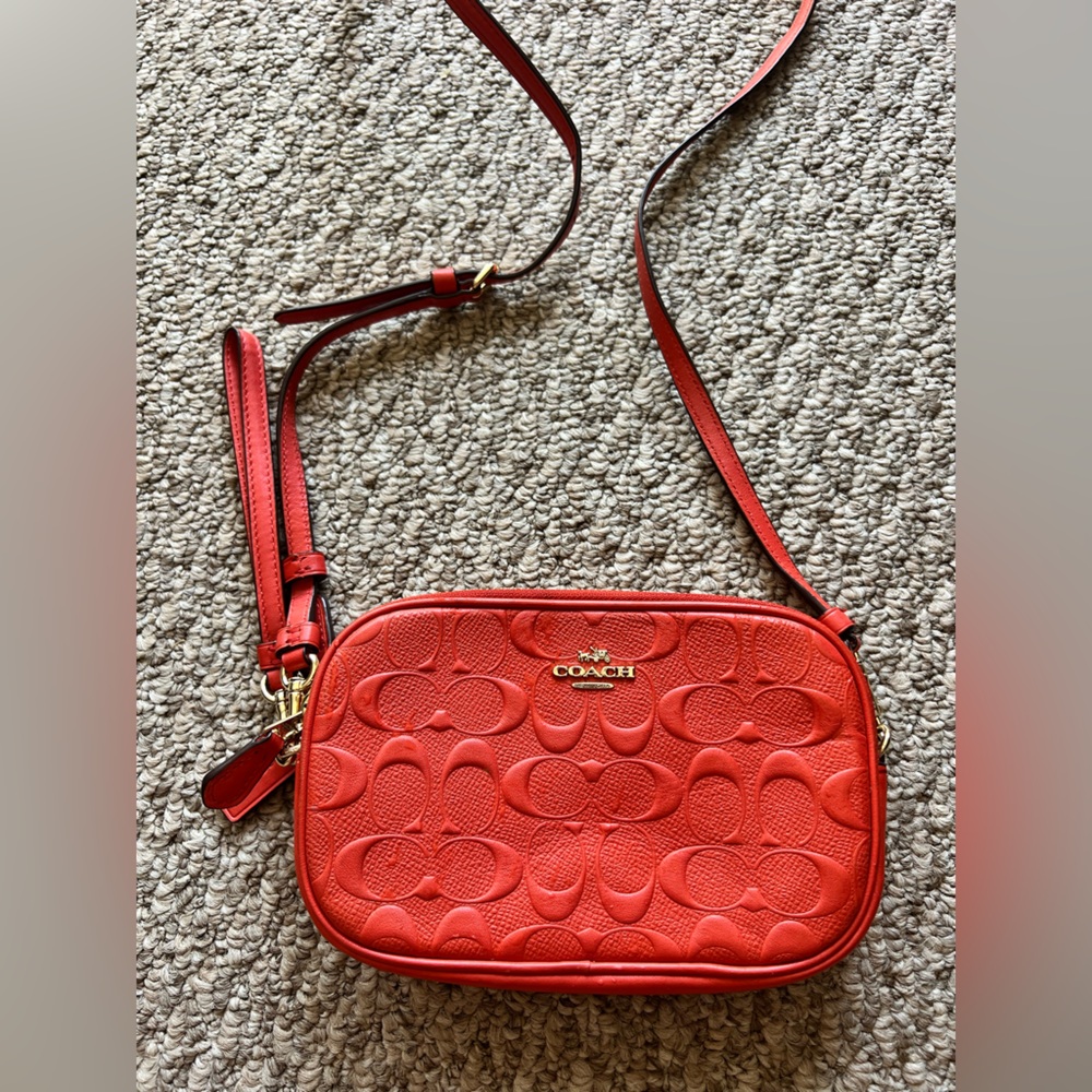 Coach Embossed Red Crossbody bag
